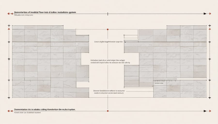 Step-by-step installation of modern modular floor tiles with click-lock system