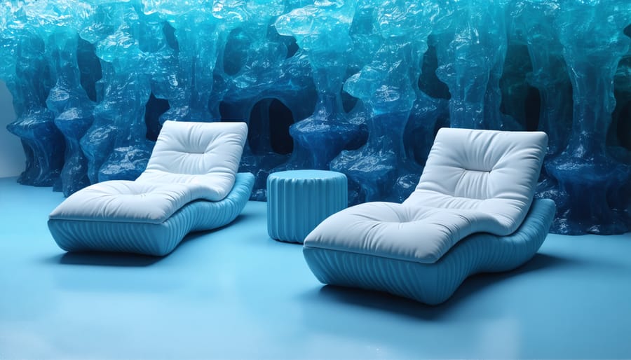 Contemporary outdoor lounge chairs constructed from recycled marine plastic