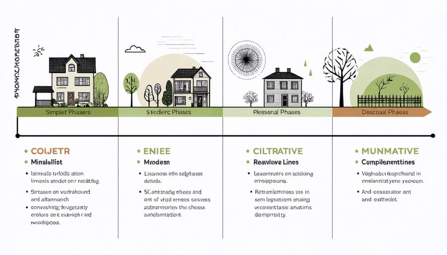 Visual timeline showing renovation project phases across different seasons