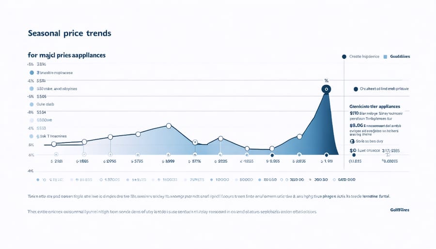 Line graph showing price fluctuations of major appliances throughout the year