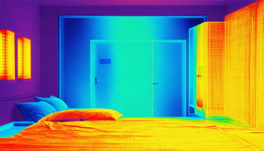 Heat map visualization showing even temperature distribution across smart flooring