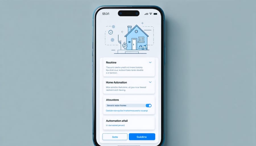 Mobile app interface for creating smart home routines and automations