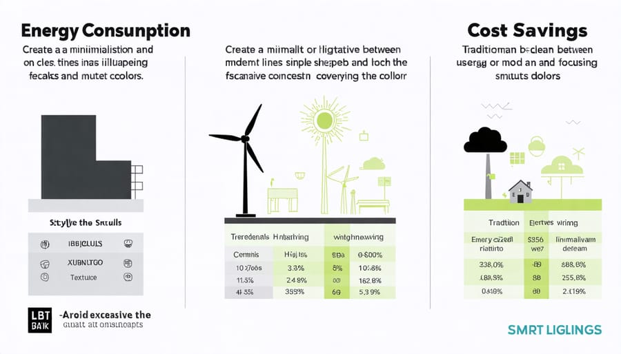 Energy savings comparison chart between traditional and smart lighting