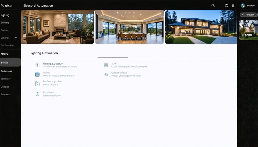 Smart home control interface displaying seasonal automation features