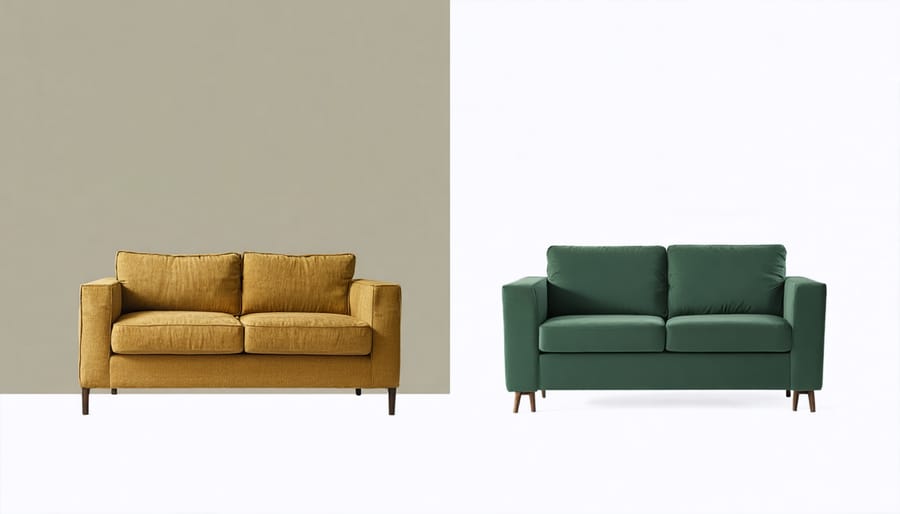 Comparative diagram highlighting differences between sustainable and conventional furniture manufacturing processes