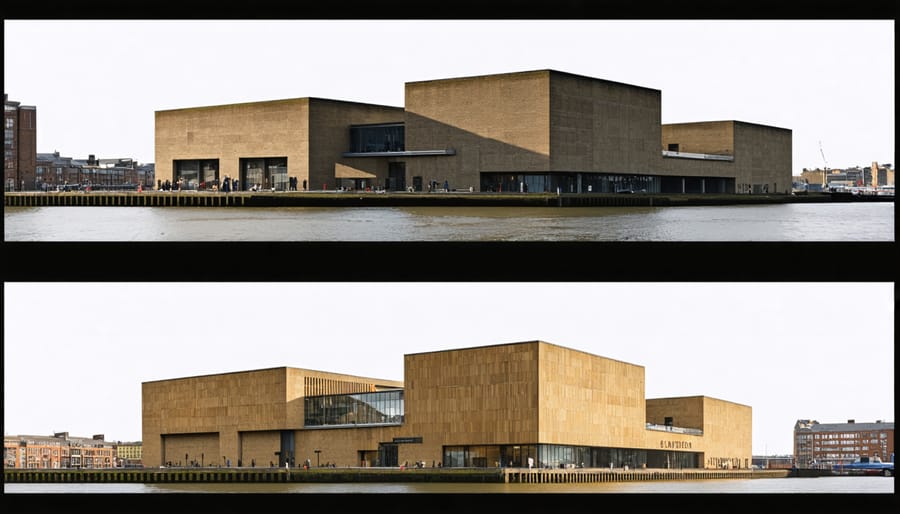 Side-by-side comparison of London's Bankside Power Station and its modern incarnation as the Tate Modern museum