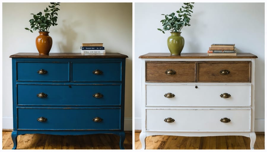 DIY vintage dresser transformation with modern elements